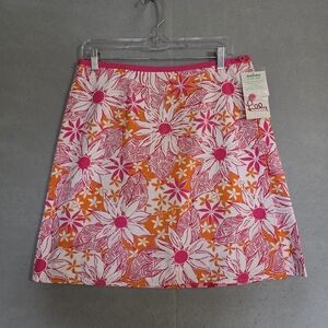 NWT Vtg Lilly Pulitzer Bermuda Pink Floral Reversible Wrap Skirt Size 12 READ*